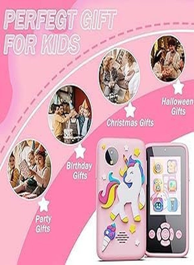 TECH LOGO ELECTRONICS لعبة هاتف ذكي بلاستيكية للأطفال، مزودة بمشغل موسيقى MP3 وكاميرا مزدوجة لالتقاط صور السيلفي وألعاب مدمجة وشاشة 2.4 بوصة وكاميرا 8 ميجابكسل، مناسبة للأولاد والبنات - ألوان متعددة - Image 2